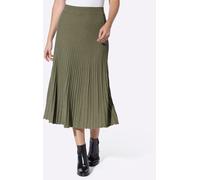 Strickrock HEINE, Damen, Gr. 40, khaki, meliert, 50% Viskose, 28% Polyester, 22% Polyamid, unifarben, lang, Röcke (63959635-40) khaki, meliert