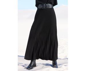 Strickrock LASCANA, Damen, Gr. 36, schwarz, Strick, Obermaterial: 100% Polyacryl, unifarben, figurumspielend knöchellang, Röcke, in Plisseeoptik, eleganter Maxirock aus Strukturstrick (57007428-36) sc