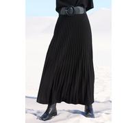 Strickrock LASCANA, Damen, Gr. 38, schwarz, Strick, Obermaterial: 100% Polyacryl, unifarben, figurumspielend knöchellang, Röcke, in Plisseeoptik, eleganter Maxirock aus Strukturstrick (57007428-38) sc