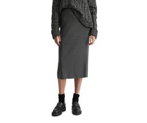 Strickrock MARC O'POLO "aus softem Schurwolle-Mix", Damen, Gr. 38, dunkelgrau melange, Obermaterial: 50% Schurwolle, 33% Viskose, 17% Polyamid, unifarben, figurbetont wadenlang, Röcke (46432539-38) du