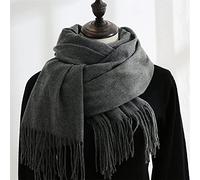 Strickschal Damen Damen-Schal Aus Kaschmir-Feeling, Weicher, Dicker, Warmer, Dunkelgrauer Schal, Einfarbig, Quaste, Wickelschal, Winter-Deckenschal, Eleganter Stola-Schal, Mode Für Damen Und Mädch