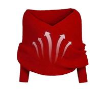 Strickschal - Schal mit Ärmeln von 30,5 cm | V-Ausschnitt aus Baumwolle - modischer warmer Schal mit Ärmeln für Damen, bequemes Wintergeschenk für Freunde, elegantes und bequemes Design für den E, rot