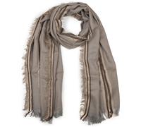 Strickschal STYLEBREAKER "Breiter XXL Schal mit Fransen und Streifen Muster", Damen, grau (taupe, grau), Obermaterial: 80% Viskose CV. 20% Wolle WO., Modisch, Modetücher (49262135-0) taupe, grau