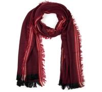 Strickschal STYLEBREAKER "Breiter XXL Schal mit Fransen und Streifen Muster", Damen, rot (bordeaux, rot, schwarz), Obermaterial: 80% Viskose CV. 20% Wolle WO., Modisch, Modetücher (62067304-0) bordeau
