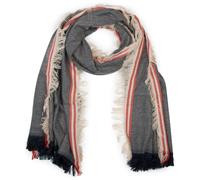 Strickschal STYLEBREAKER "Breiter XXL Schal mit Fransen und Streifen Muster", Damen, schwarz (schwarz, weiß, creme), Obermaterial: 80% Viskose CV. 20% Wolle WO., Modisch, Modetücher (28049904-0) schwa