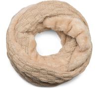 Strickschal STYLEBREAKER "Feinstrick Loop mit Flecht Muster und Teddyfleece", Damen, beige (sand), Obermaterial: 100% Viskose CV., Modisch, Modetücher (72638100-0) sand