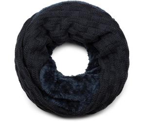 Strickschal STYLEBREAKER "Feinstrick Loop mit Flecht Muster und Teddyfleece", Damen, blau (midnight, blau), Obermaterial: 100% Viskose CV., Modisch, Modetücher (38124653-0) midnight, blau