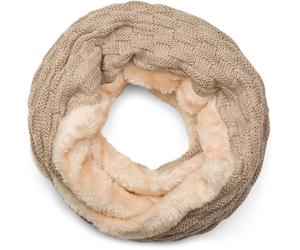 Strickschal STYLEBREAKER "Feinstrick Loop mit Flecht Muster und Teddyfleece", Damen, braun (hellbraun), Obermaterial: 100% Viskose CV., Modisch, Modetücher (45385912-0) hellbraun