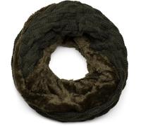 Strickschal STYLEBREAKER "Feinstrick Loop mit Flecht Muster und Teddyfleece", Damen, grün (tannengrün dunkel), Obermaterial: 100% Viskose CV., Modisch, Modetücher (55688810-0) tannengrün dunkel