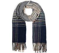 Strickschal STYLEBREAKER "Feinstrick Schal Zick-Zack gestreift", Damen, beige (beige, dunkelblau), Obermaterial: 100% Polyester PES., Modisch, Modetücher (60766727-0) beige, dunkelblau