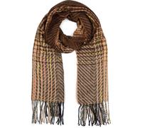Strickschal STYLEBREAKER "Feinstrick Schal Zick-Zack gestreift", Damen, braun (braun, beige), Obermaterial: 100% Polyester PES., Modisch, Modetücher (55929242-0) braun, beige