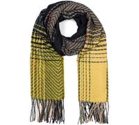 Strickschal STYLEBREAKER "Feinstrick Schal Zick-Zack gestreift", Damen, schwarz (schwarz, gelb), Obermaterial: 100% Polyester PES., Modisch, Modetücher (88330850-0) schwarz, gelb