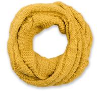 Strickschal STYLEBREAKER "Strick Loop mit Karomuster", Damen, gelb (curry), Obermaterial: 100% Viskose CV., Modisch, Modetücher (95568013-0) curry