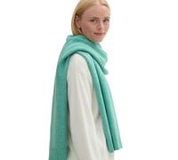 Strickschal TOM TAILOR DENIM, Damen, grün (pacific teal melange), Web, Materialmix, Modetücher, unifarben mit Aufnäher (33192302-0) pacific teal melange