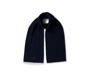 Strickschal TOMMY HILFIGER "ESSENTIAL CABLE SCARF", Damen, blau (dunkelblau), Strick, Baumwolle, unifarben, Modetücher, Regular fit mit Zopfstrickmuster (88587552-0) dunkelblau