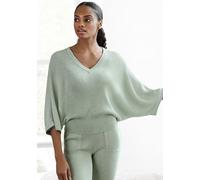 Strickshirt FRENCH CONNECTION, Damen, Gr. 44/46, grün (mint meliert), Rippstrick, Obermaterial: 40% Viskose (LENZING™ ECOVERO™), 30% Polyacryl, 30% Polyester, meliert, unifarben, bequem taillenlang, V