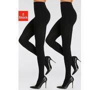 Strickstrumpfhose LASCANA Gr. 52/54, schwarz (2x schwarz) Damen Strumpfhosen Strickstrumpfhosen mit Zopfmuster (94035724-52)