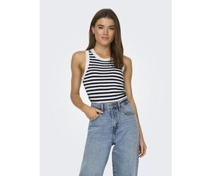 Stricktop JDY "JDYAYA TANK TOP KNT", Damen, Gr. M, blau (cloud dancer stripes:sky captain), Feinstrick, Obermaterial: 80% Viskose, 20% Nylon, gestreift, hüftlang, Rundhals, Tops Stricktop (74455421-M)