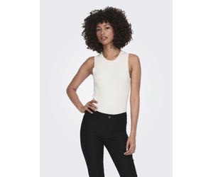Stricktop JDY "JDYAYA TANK TOP KNT", Damen, Gr. S, weiß (cloud dancer), Feinstrick, Obermaterial: 80% Viskose, 20% Nylon, unifarben, hüftlang, Rundhals, Tops Stricktop (95078911-S) cloud dancer