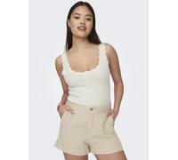 Stricktop JDY "JDYNANNA S/L SCALLOP EDGE TOP KNT NOOS", Damen, Gr. M, weiß (cloud dancer), Strick, Obermaterial: 80% Viskose, 20% Nylon, unifarben, regular fit hüftlang, Rundhals, Tops Stricktop (2434