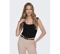 Stricktop JDY "JDYNANNA S/L SCALLOP EDGE TOP KNT NOOS", Damen, Gr. S, schwarz, Strick, Obermaterial: 80% Viskose, 20% Nylon, unifarben, regular fit hüftlang, Rundhals, Tops Stricktop (46168022-S) schw