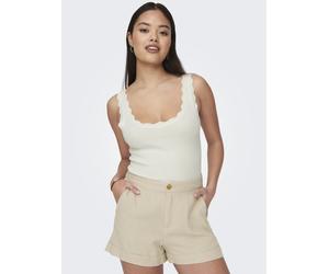 Stricktop JDY "JDYNANNA S/L SCALLOP EDGE TOP KNT NOOS", Damen, Gr. XS, weiß (cloud dancer), Strick, Obermaterial: 80% Viskose, 20% Nylon, unifarben, regular fit hüftlang, Rundhals, Tops Stricktop (243