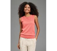 Stricktop LAURA SCOTT "aus Sommerstrick, leichte Viskose Qualität", Damen, Gr. 36, koralle, Feinstrick, Obermaterial: 50% Baumwolle, 50% Polyacryl, unifarben, figurbetont hüftlang, Rundhals, Tops Stri