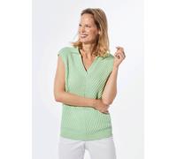 Rundhalspullover GOLDNER "Kurzgröße Stricktop mit V-Ausschnitt", Damen, Gr. 24, grün (salbei), Obermaterial: 82% Polyacryl PAN. 18% Baumwolle CO., Sonstiges, Pullover Rundhalspullover, keine/nicht rel