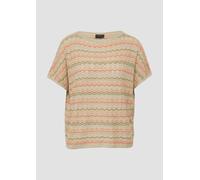 s.Oliver BLACK LABEL Loose Fit Stricktop aus Viskose-Mix mit Zackenmuster in Sand, Größe XL