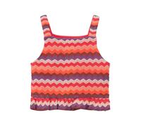 Stricktop S.OLIVER JUNIOR, Mädchen, Gr. 92/98, coral rot, Jersey, Obermaterial: 98% Polyester, 2% Elasthan, gemustert, loose fit normal, Rundhals, Tops Stricktop, mit Strick Muster (20417511-92) coral
