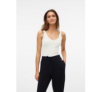 Stricktop VERO MODA "VMGLORY SL RIB TOP", Damen, Gr. M (38), weiß (cloud dancer), Feinstrick, Obermaterial: 80% Viskose, 20% Nylon, unifarben, sehr figurbetont normal, V-Ausschnitt, Tops Stricktop, Vi