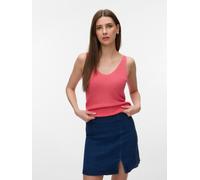 Stricktop VERO MODA "VMNEWLEX SUN SL TOP GA NOOS", Damen, Gr. S, coral paradise, Strick, Obermaterial: 50% Viskose, 25% Baumwolle, 25% Polyacryl, unifarben, figurbetont hüftlang, V-Ausschnitt, Tops St