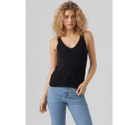 Stricktop VERO MODA "VMNEWLEX SUN SL TOP GA NOOS", Damen, Gr. XS, schwarz, Strick, Obermaterial: 50% Viskose (LENZING™ ECOVERO™), 25% Baumwolle, 25% Polyacryl, figurbetont hüftlang, V-Ausschnitt, Tops