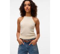 Stricktop VERO MODA "VMPANAMA SL KNIT TOP VMA NOOS", Damen, Gr. M, beige (birch), Strick, Obermaterial: 75% Polyester, 25% Polyacryl, unifarben, regular fit taillenbedeckt, amerikanischer Ausschnitt, 