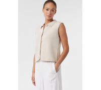 Strickweste aus Baumwollmix mit Umlegekragen beige 38