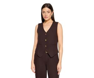 Strickweste CARTOON "Damen mit Knöpfen", Damen, Gr. 38, dunkelbraun, Obermaterial: 55% Leinen, 45% Viskose, figurbetont, V-Ausschnitt, Westen Strickweste (56358249-38) dunkelbraun