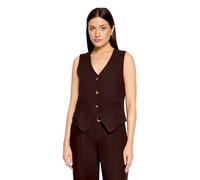 Strickweste CARTOON "Damen mit Knöpfen", Damen, Gr. 42, braun (dunkelbraun), Obermaterial: 55% Leinen, 45% Viskose, figurbetont, V-Ausschnitt, Westen Strickweste (56358249-42) dunkelbraun