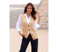 Strickweste INSPIRATIONEN, Damen, Gr. 46, braun (camel), 86% Polyacryl, 14% Wolle, unifarben, Westen Strickweste (49631250-46) camel