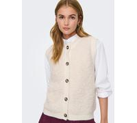Strickweste JDY "JDYEIRA LIFE S/L O-NECK BUTTON VEST KNT", Damen, Gr. M, birch, Strick, Obermaterial: 90% Polyester, 5% Wolle, 3% Elasthan, 2% Polyacryl, unifarben, hüftlang, Rundhals, Westen (4709113