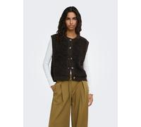 Strickweste JDY "JDYEIRA LIFE S/L O-NECK BUTTON VEST KNT", Damen, Gr. M, braun (chocolate torte), Strick, Obermaterial: 90% Polyester, 5% Wolle, 3% Elasthan, 2% Polyamid, unifarben, hüftlang, Rundhals