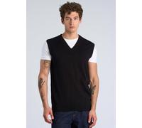 Strickweste LINDBERGH "Pullunder Relaxed Fit", Herren, Gr. L, schwarz, Obermaterial: 80% Viskose, 20% Nylon, V-Ausschnitt, Westen Strickweste (72520814-L) schwarz