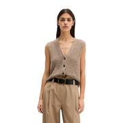 Strickweste MARC O'POLO "aus Bändchengarn", Damen, Gr. L, earthy taupe, Obermaterial: 70% Baumwolle, 30% Polyester, unifarben, V-Ausschnitt, Westen Strickweste (23445658-L) earthy taupe