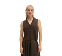 Strickweste MARC O'POLO "aus softem Schurwolle-Mix", Damen, Gr. L, braun (burnt coffee), Obermaterial: 50% Schurwolle, 33% Viskose, 17% Polyamid, unifarben, V-Ausschnitt, Westen Strickweste (46740046-