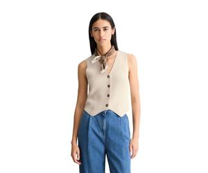 Strickweste MARC O'POLO DENIM "aus reinem Organic Cotton-Garn", Damen, Gr. XL, creamy weiß, Obermaterial: 100% Baumwolle, unifarben, regular fit, V-Ausschnitt, Westen Strickweste (71924333-XL) creamy