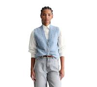 Strickweste MARC O'POLO DENIM "aus Schurwolle-Viskose-Mix", Damen, Gr. L, blau (blau dusk), Obermaterial: 77% Schurwolle, 15% Polyamid, 8% Viskose, unifarben, regular fit, V-Ausschnitt, Westen Strickw