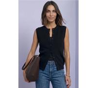 Kurzweste STREET ONE, Damen, Gr. 40, schwarz, Grobstrick;Stoff, 30% Polyester, 29% Polyacryl, 21% Viskose, 20% Polyamid, unifarben, regular fit normal, Rundhals, Westen, aus softem Materialmix (684620