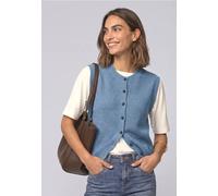 Kurzweste STREET ONE, Damen, Gr. 36, blau (northern blau meliert), Grobstrick, 30% Polyester, 29% Polyacryl, 21% Viskose, 20% Polyamid, unifarben, regular fit normal, Rundhals, Westen, in Unifarbe (13