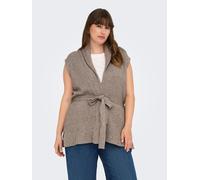 Strickweste ONLY CARMAKOMA "CARKATIA SL RIB WRAP VEST KNT", Damen, Gr. M, braun (fungi detail:melange), Strick, Obermaterial: 50% Viskose, 27% Nylon, 23% Polyester, meliert, regular fit, tiefer V-Auss
