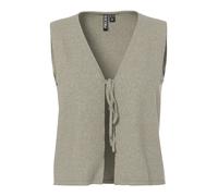Strickweste PIECES "PCBREE SL TIE KNIT VEST NOOS BC", Damen, Gr. XL, crockery detail:melange, Strick, Obermaterial: 80% Polyester, 20% Nylon, meliert, regular fit normal, V-Ausschnitt, Westen Strickwe