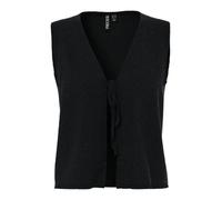 Strickweste PIECES "PCBREE SL TIE KNIT VEST NOOS BC", Damen, Gr. XS, schwarz, Strick, Obermaterial: 80% Polyester, 20% Nylon, unifarben, regular fit normal, V-Ausschnitt, Westen Strickweste, mit Binde
